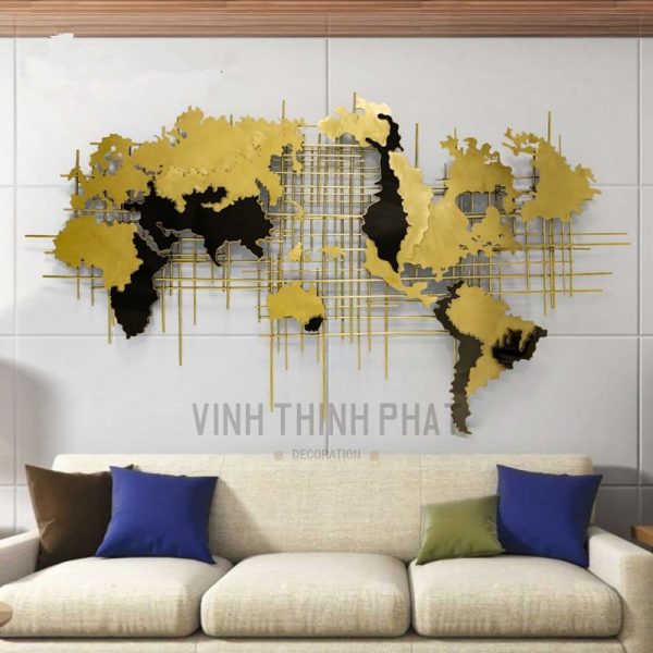 Phù điêu treo tường bản đồ Thế Giới - vinhthinhphatdecor.com
