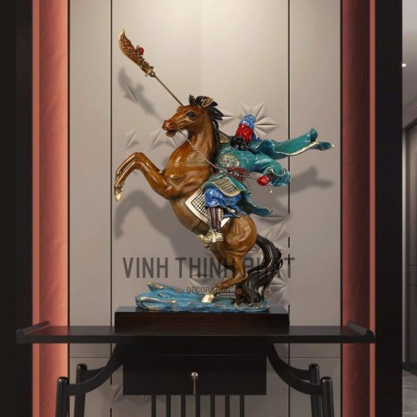 Tượng Quan Công cưỡi ngựa để bàn làm việc - vinhthinhphatdecor.com